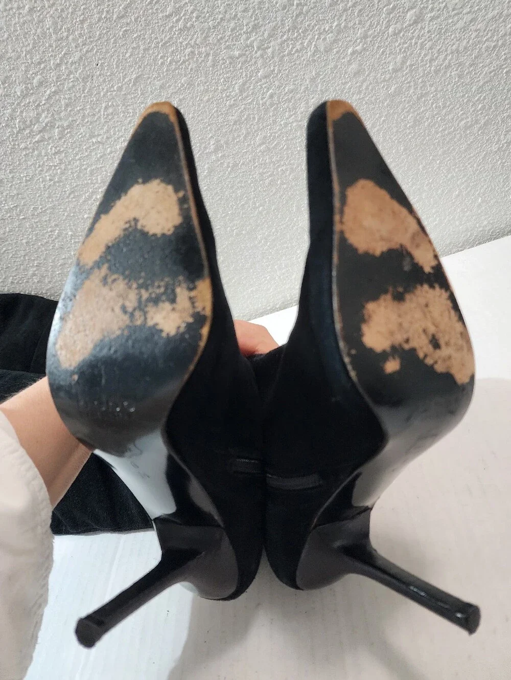 Vintage Bebe Black Suede Knee High Boots Y2K Pointed Toe Stiletto Spain Size 7.5